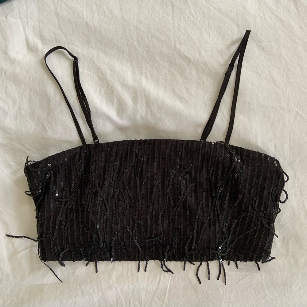 Black sequin crop top - H&M size small